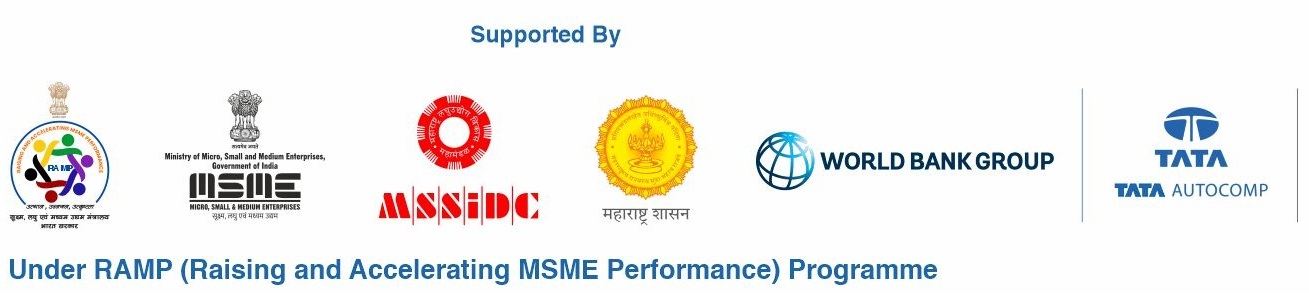 MSME Helpline partner logos: TATA Autocomp, RAMP, Ministry of MSME, MSSIDC, Government of Maharashtra, and World Bank Group